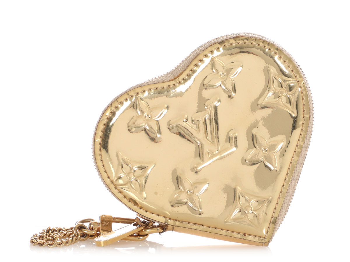 Louis Vuitton Gold Vernis Heart Coin Purse