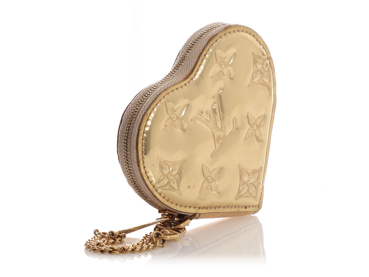 Louis Vuitton Gold Vernis Heart Coin Purse