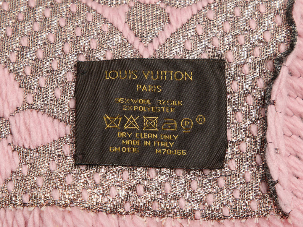Louis Vuitton Pink and Metallic Silver Logomania Shine Scarf