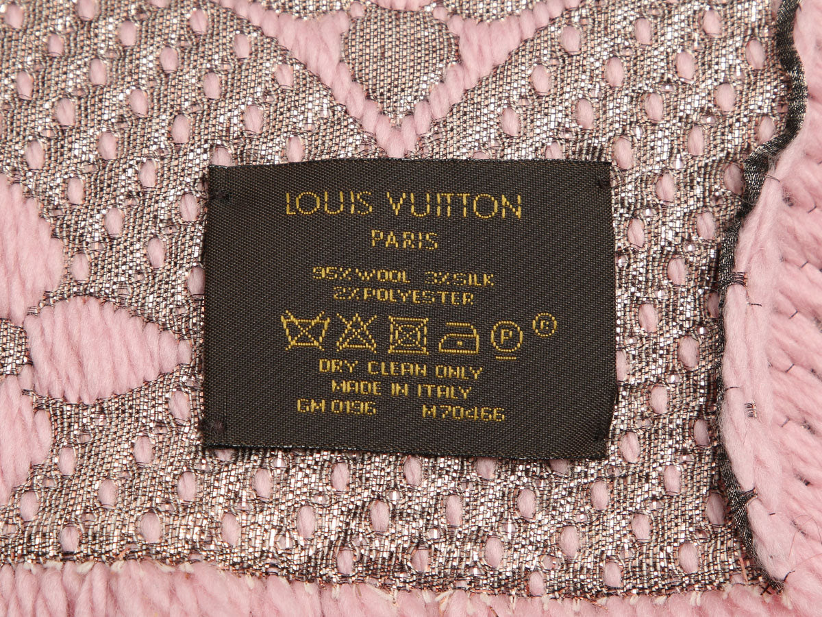 Louis Vuitton Pink and Metallic Silver Logomania Shine Scarf