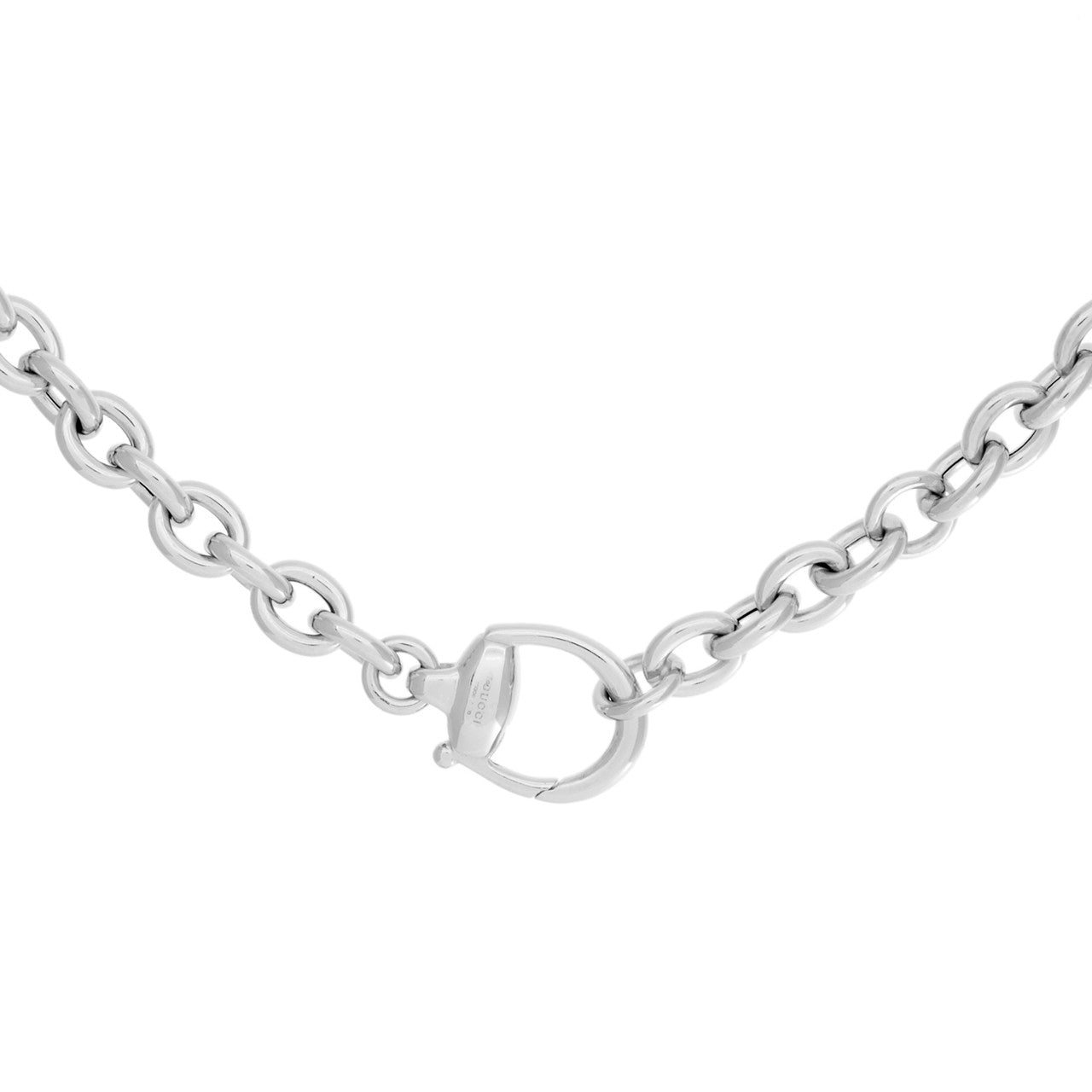 Gucci 18K White Gold, Diamond & Onyx Horsebit Pendant Necklace