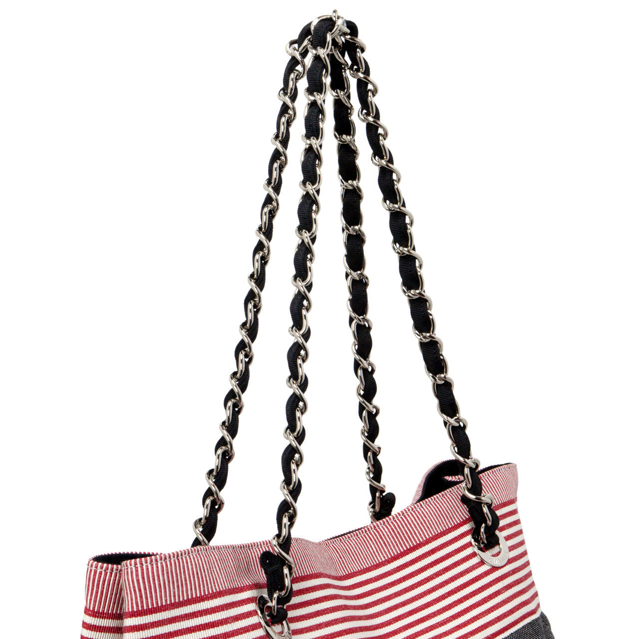 Chanel Grey Quilted Grosgrain Denim Drawstring Tote