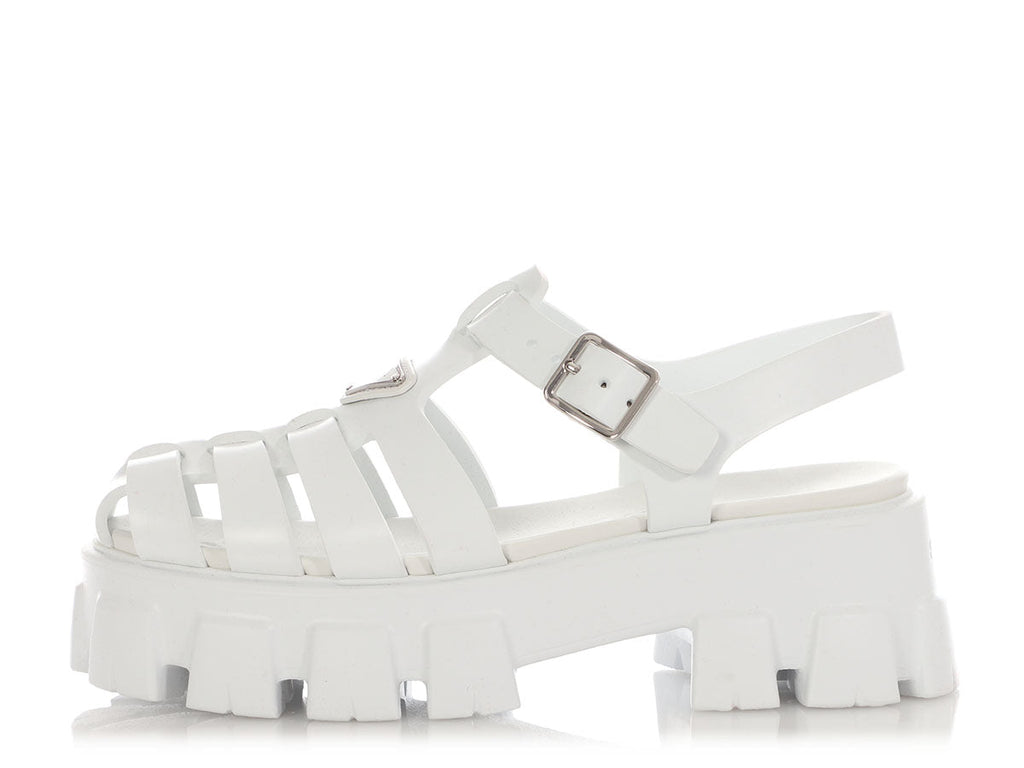 Prada White Monolith Sandals