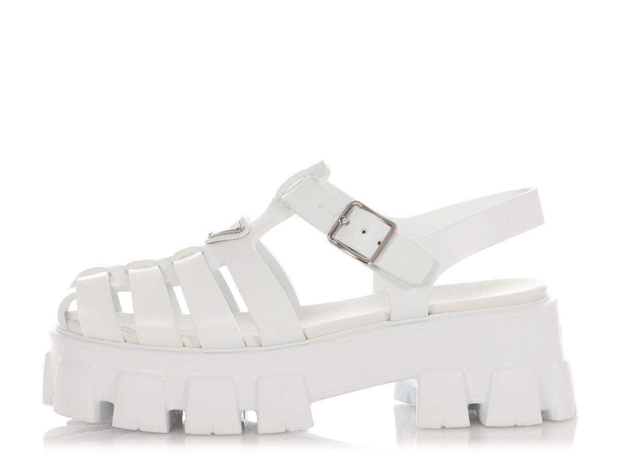 Prada White Monolith Sandals