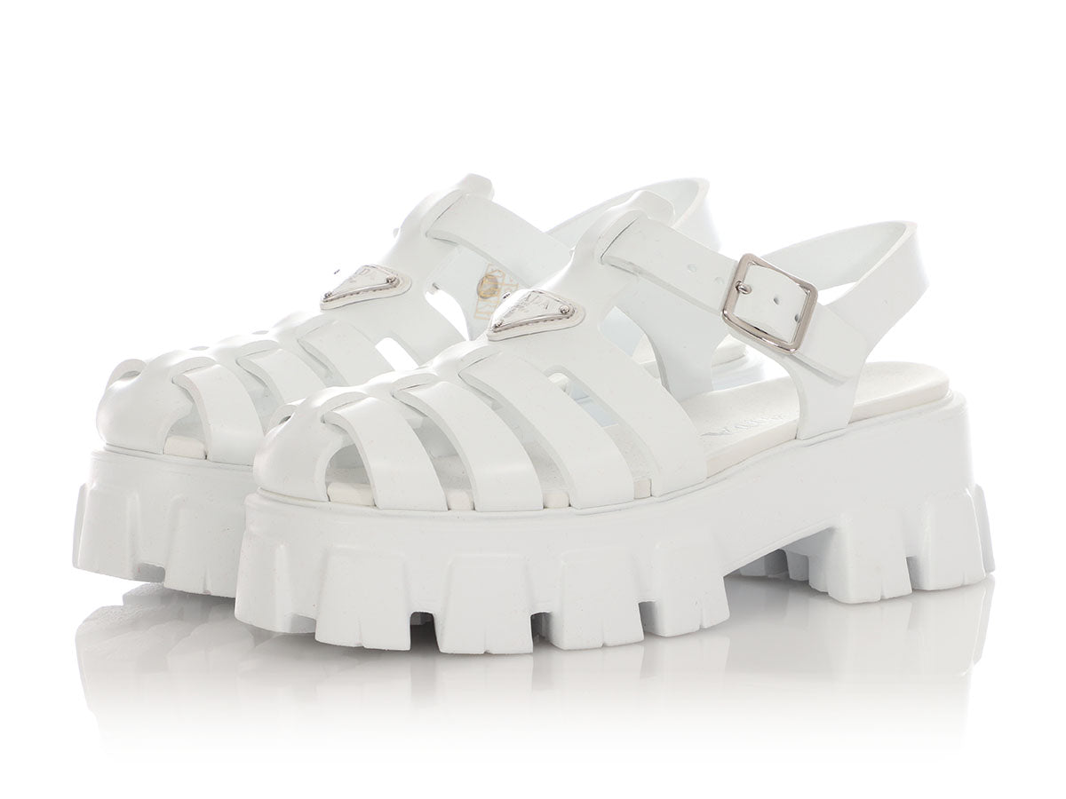 Prada White Monolith Sandals