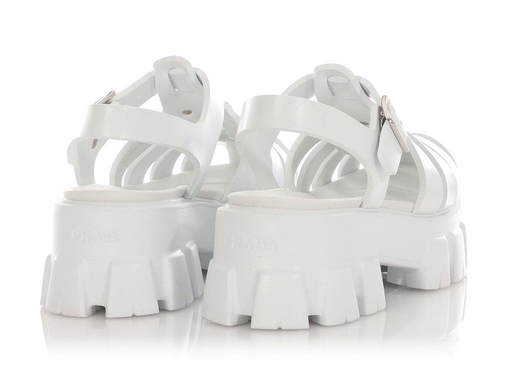 Prada White Monolith Sandals