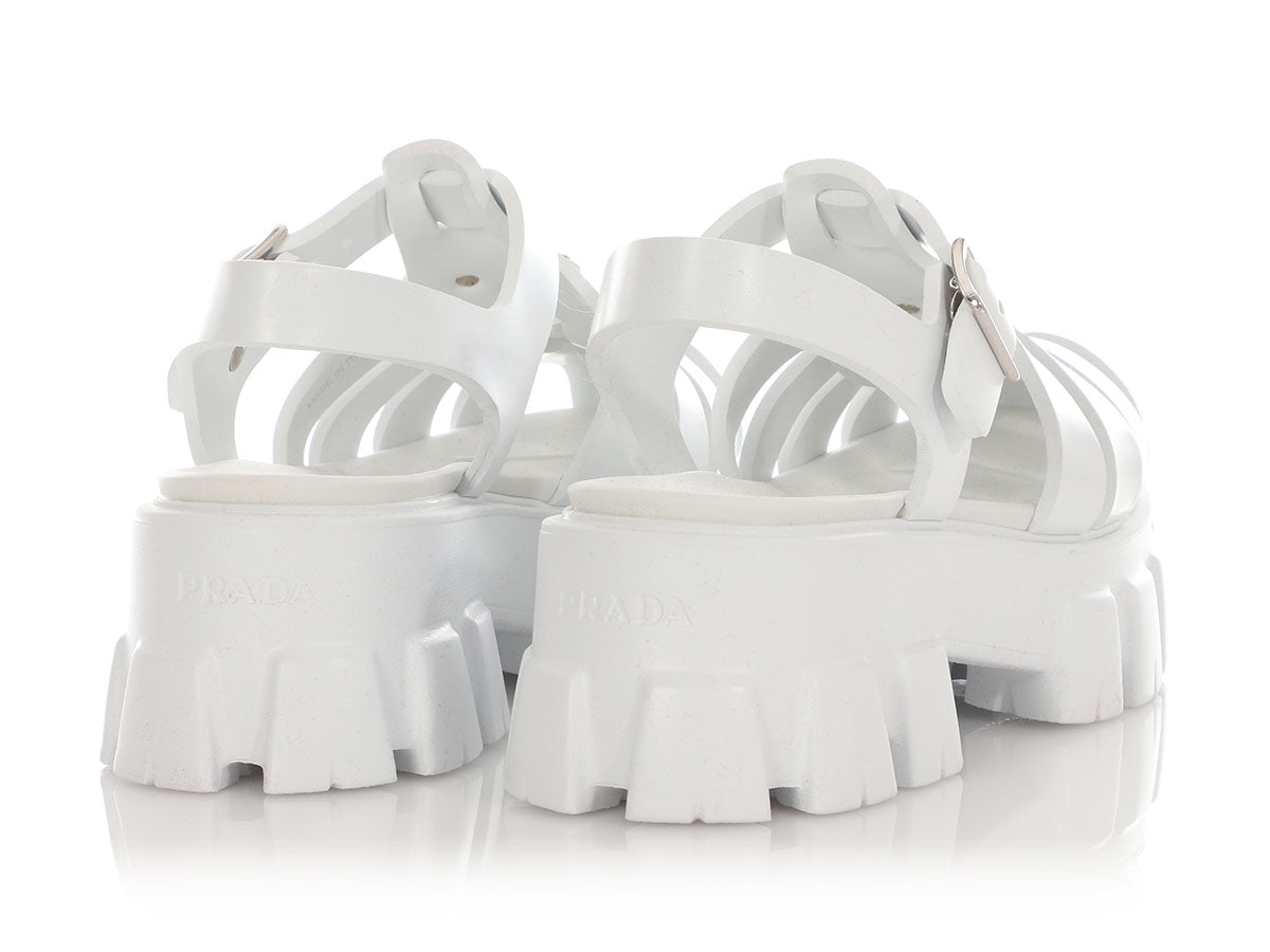 Prada White Monolith Sandals
