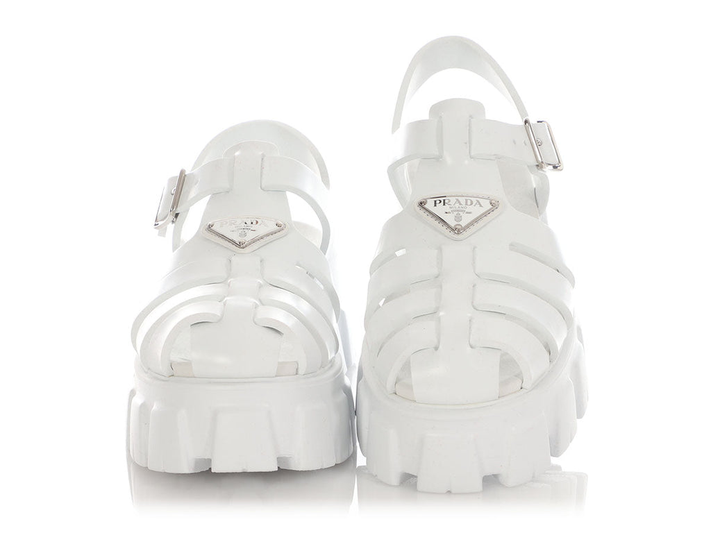 Prada White Monolith Sandals