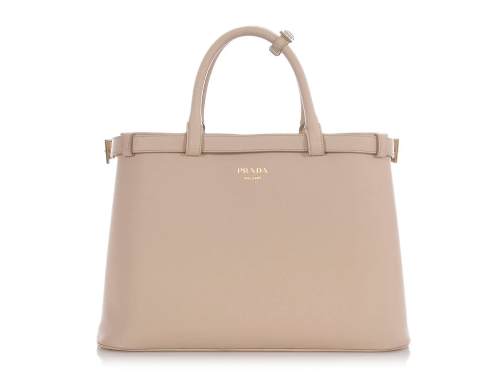 Prada Cream Double Belt Tote