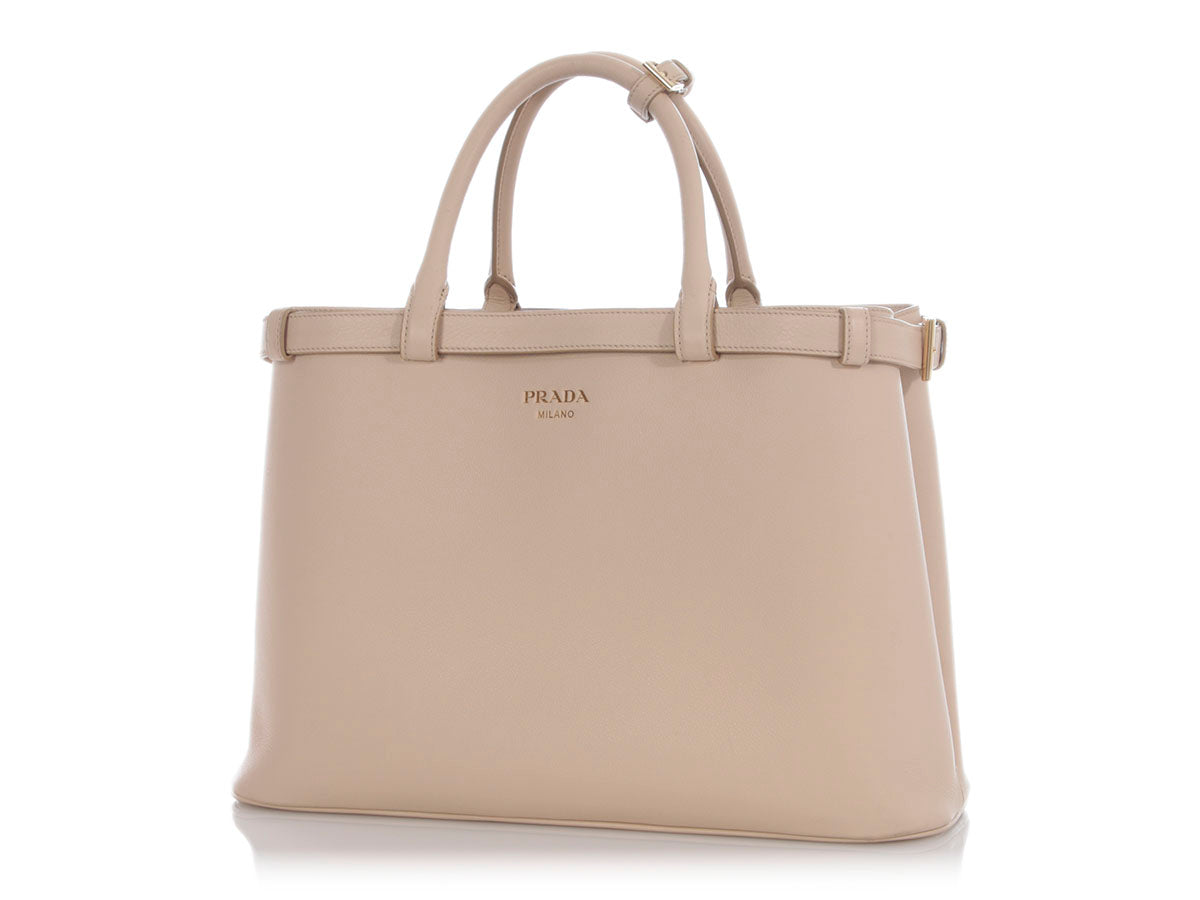 Prada Cream Double Belt Tote