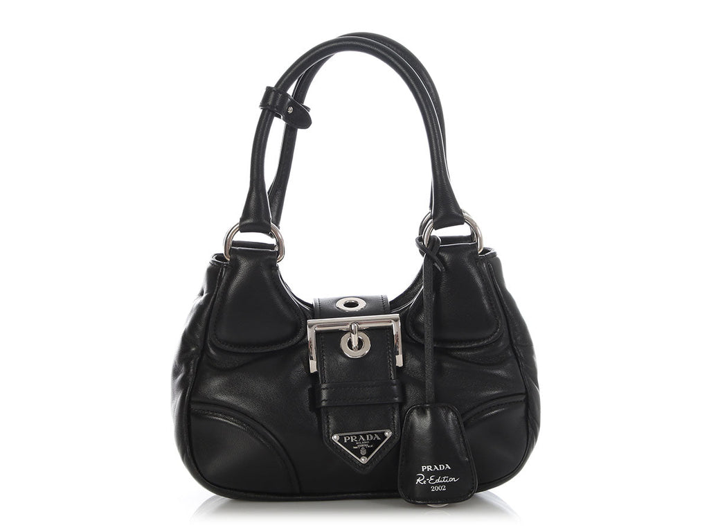 Prada Black Nappa Soft Padded Re-Edition 2002 Moon Bag