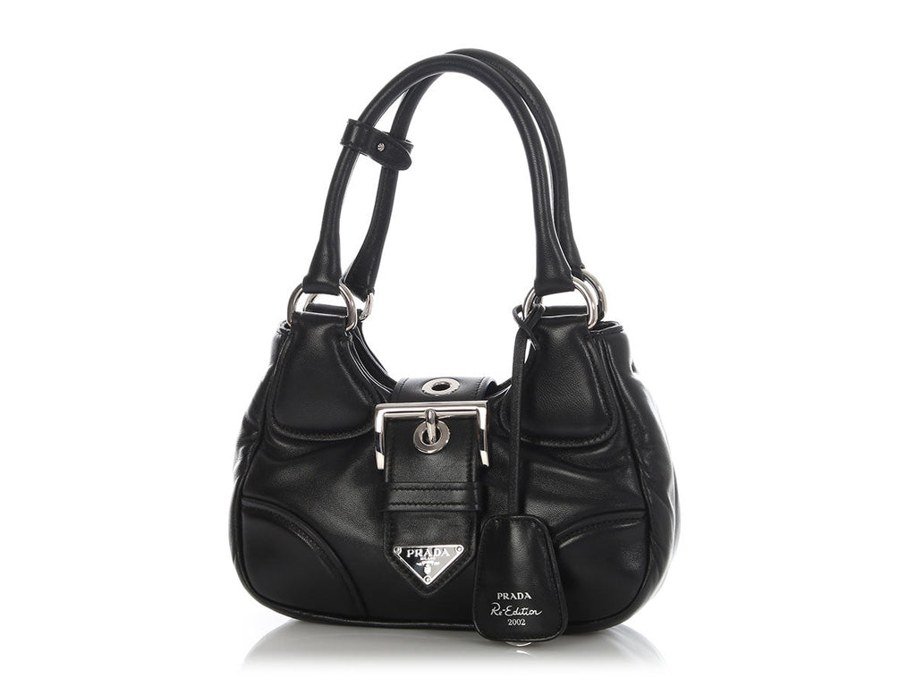Prada Black Nappa Soft Padded Re-Edition 2002 Moon Bag