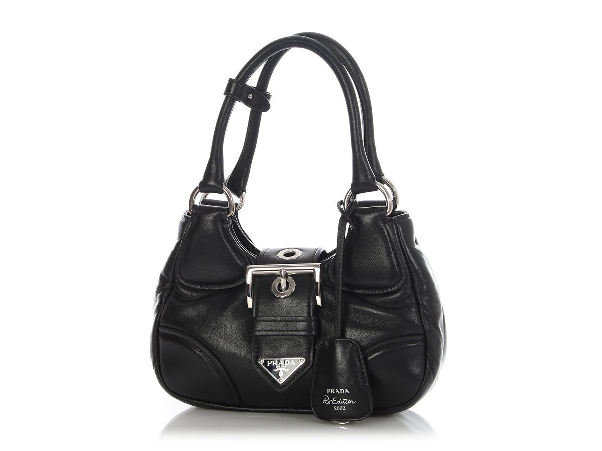 Prada Black Nappa Soft Padded Re-Edition 2002 Moon Bag