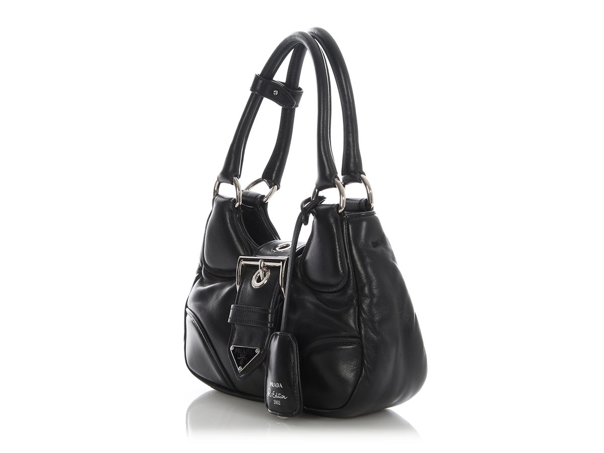 Prada Black Nappa Soft Padded Re-Edition 2002 Moon Bag