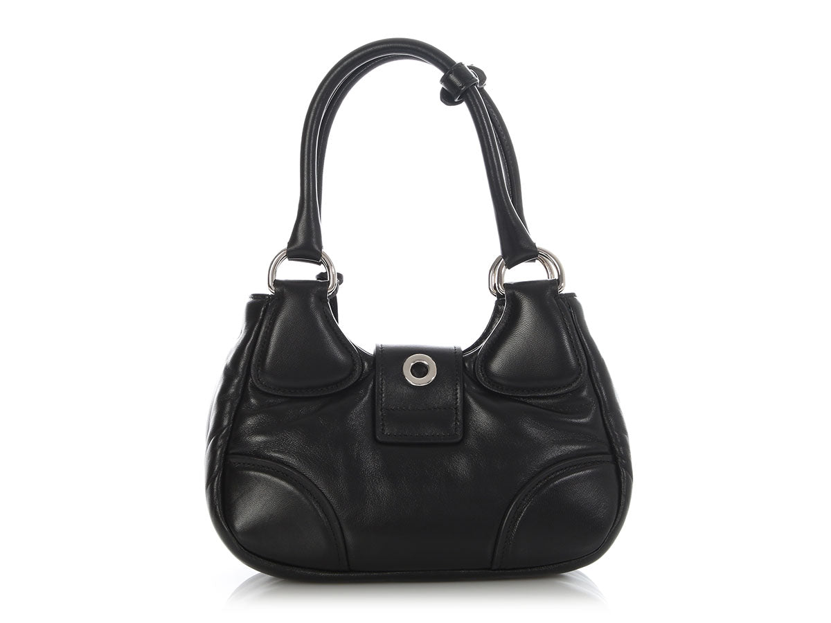 Prada Black Nappa Soft Padded Re-Edition 2002 Moon Bag