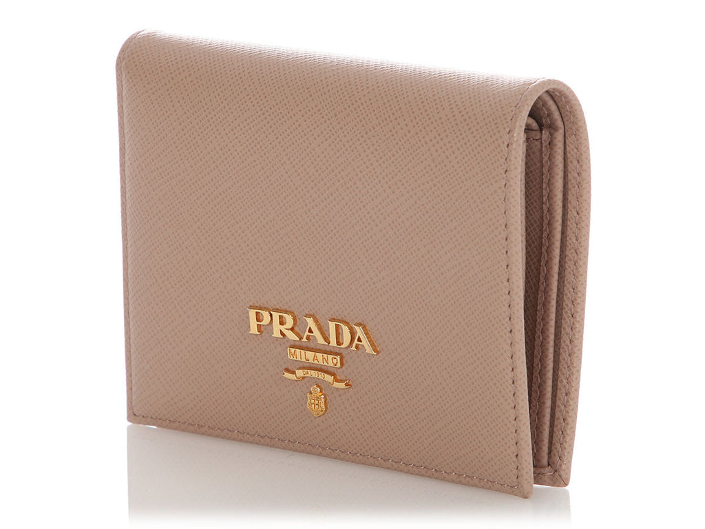 Prada Small Beige Saffiano Wallet