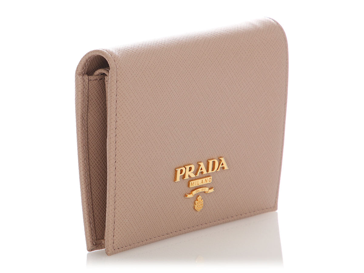 Prada Small Beige Saffiano Wallet