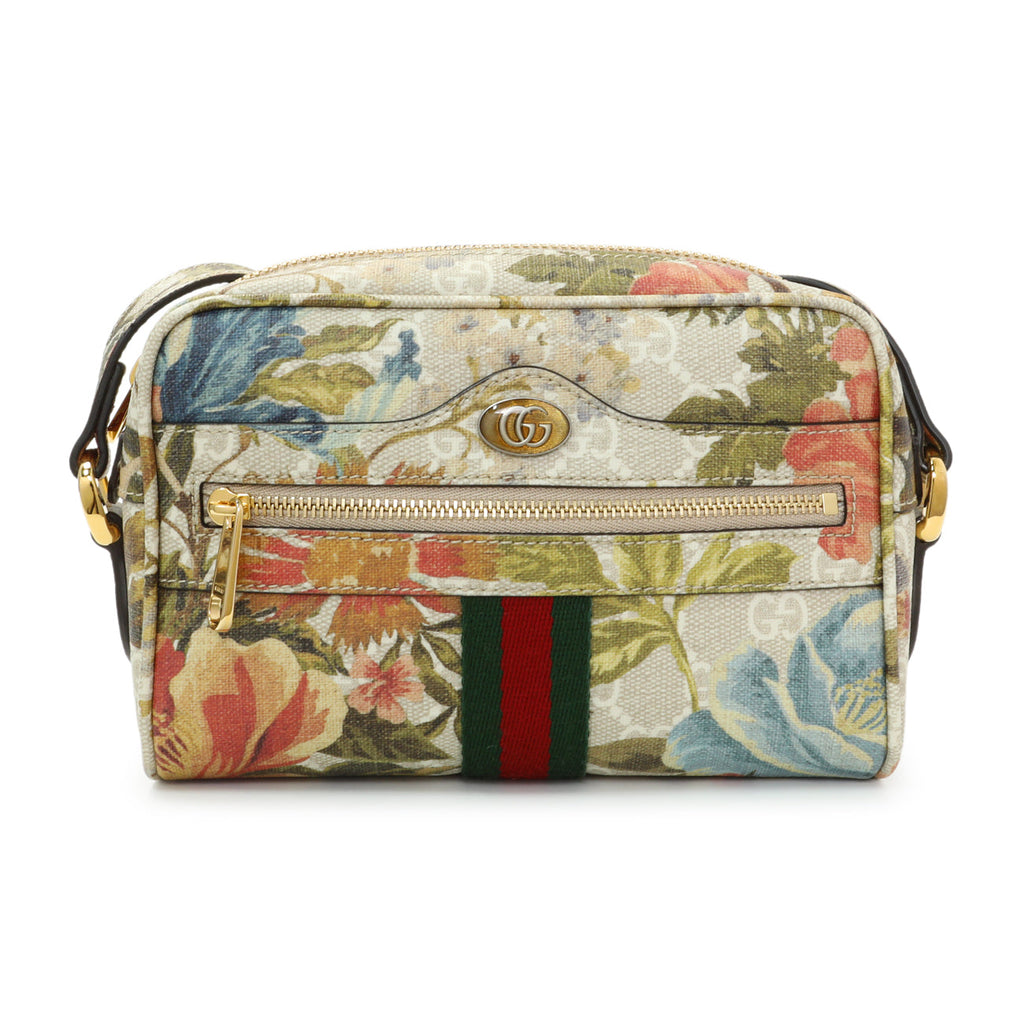 Gucci GG Supreme Monogram Water Flora Web Mini Ophidia Shoulder Bag
