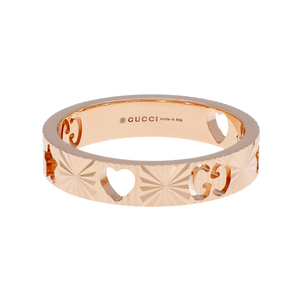 Gucci 18K Rose Gold Icon Heart Band Ring