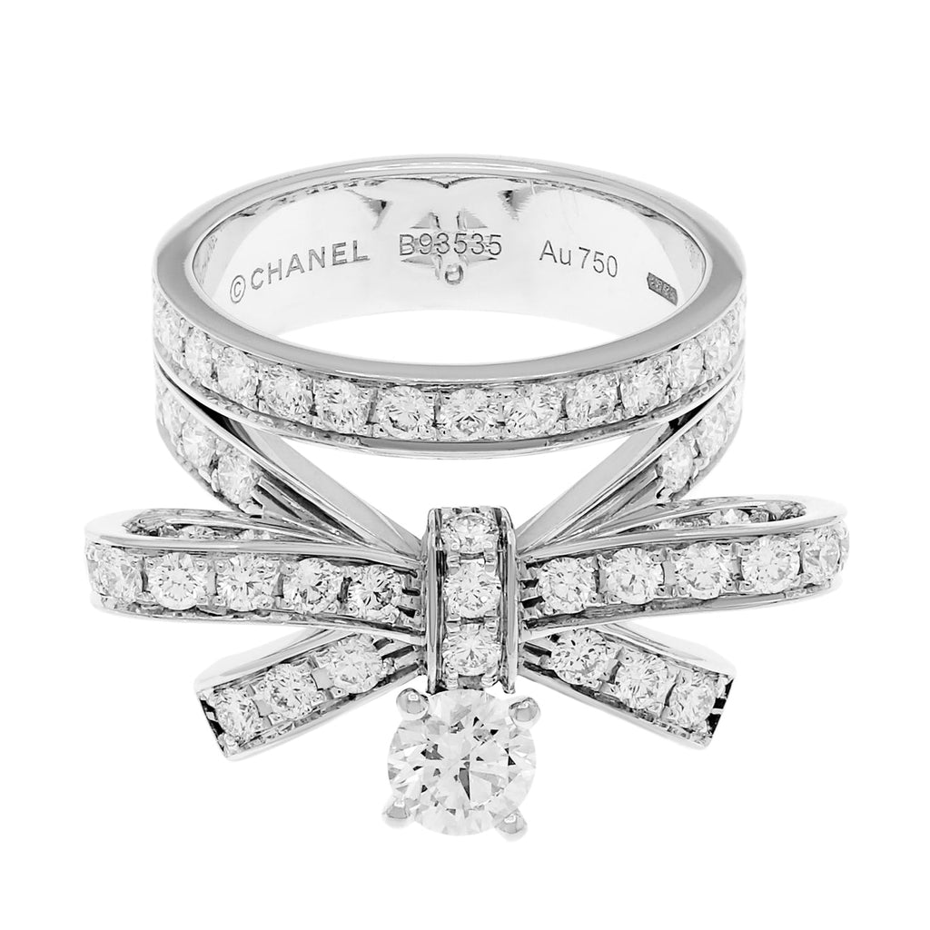 Chanel 18K White Gold Diamond Ruban Ring