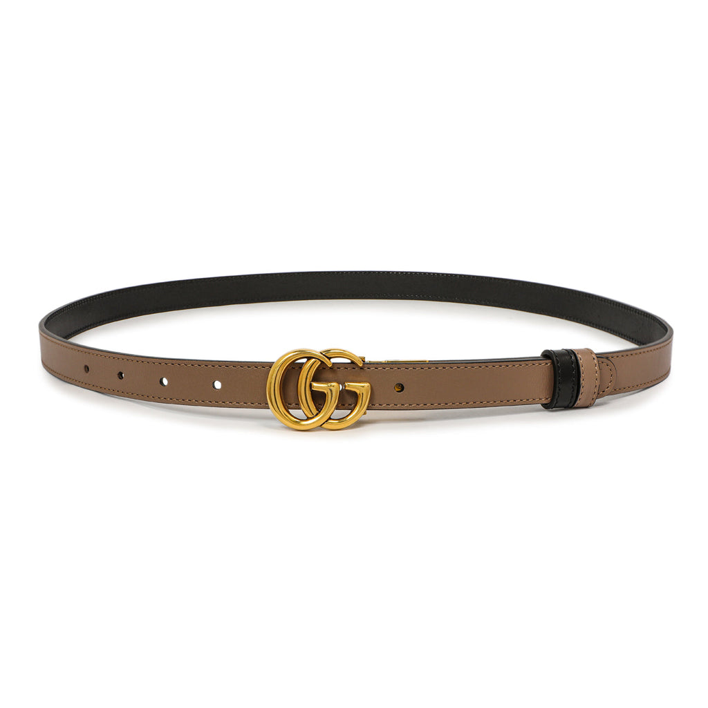 Gucci Porcelain Rose/Black Calfskin Double G Reversible 20mm Belt