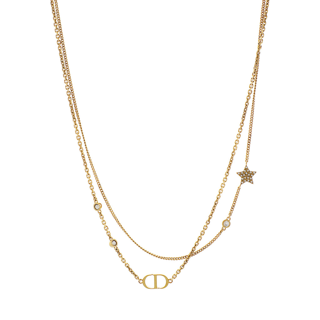 Christian Dior Crystal Petit CD Double Necklace
