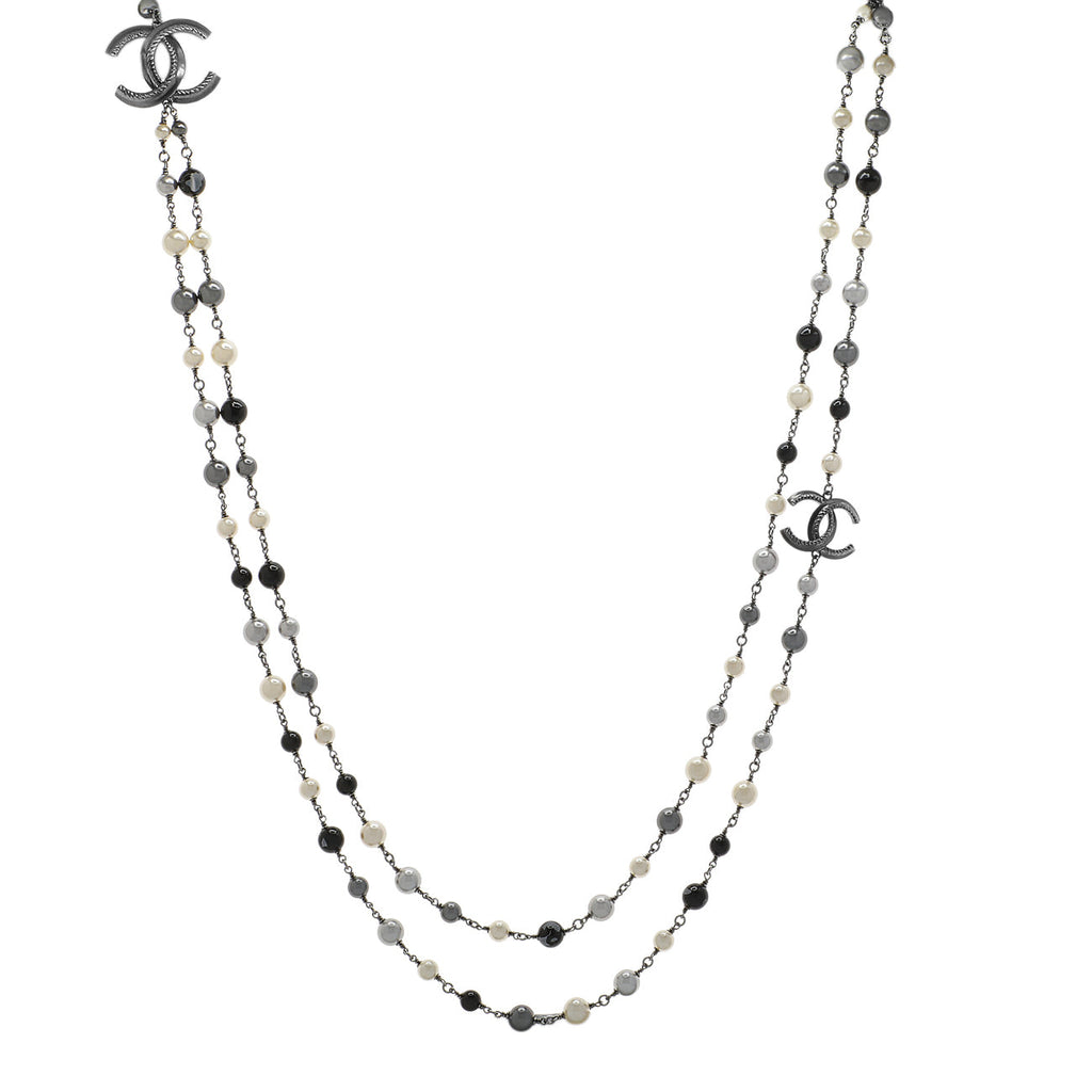 Chanel CC Pearl Long Double Strand Necklace
