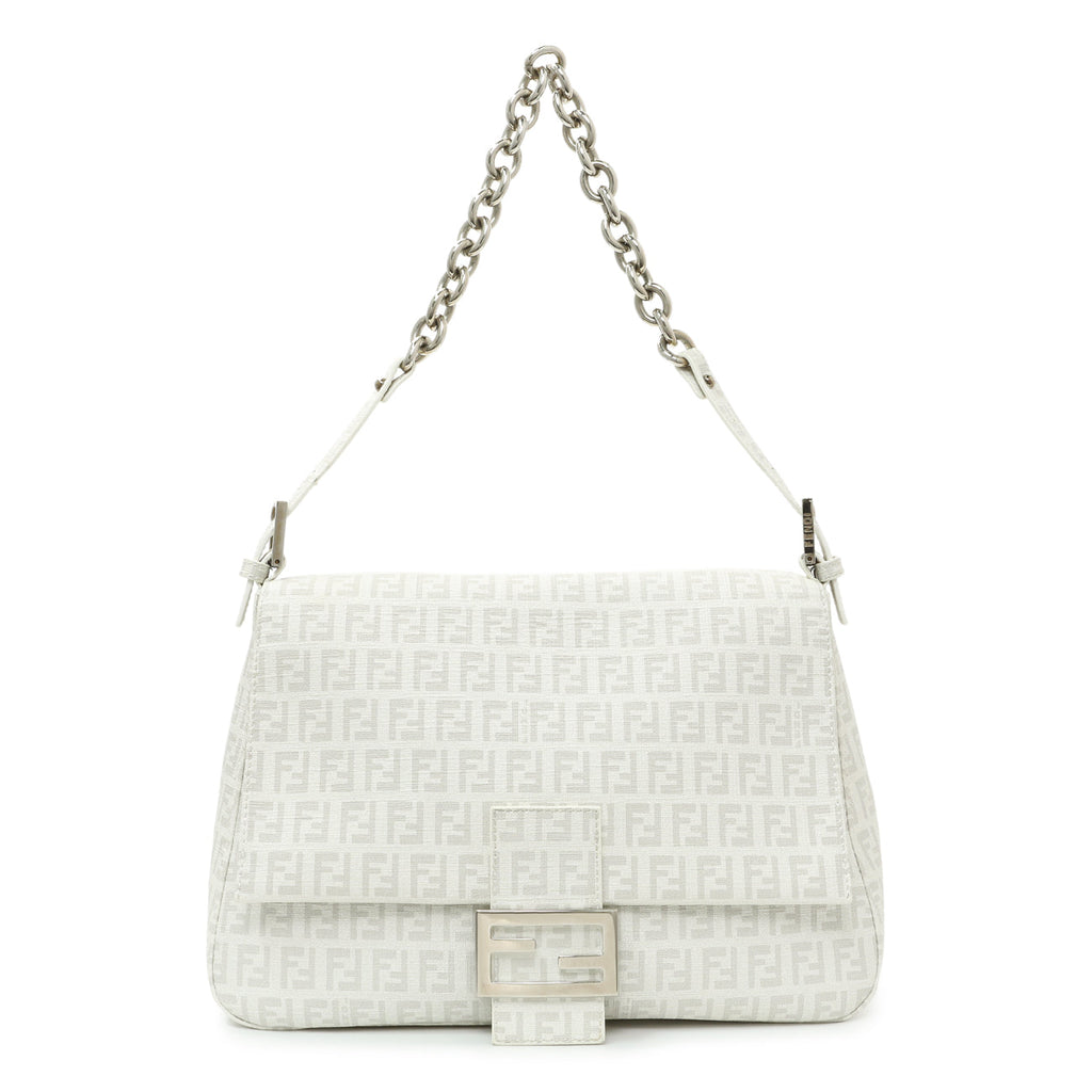 Fendi White Zucchino Mama Baguette