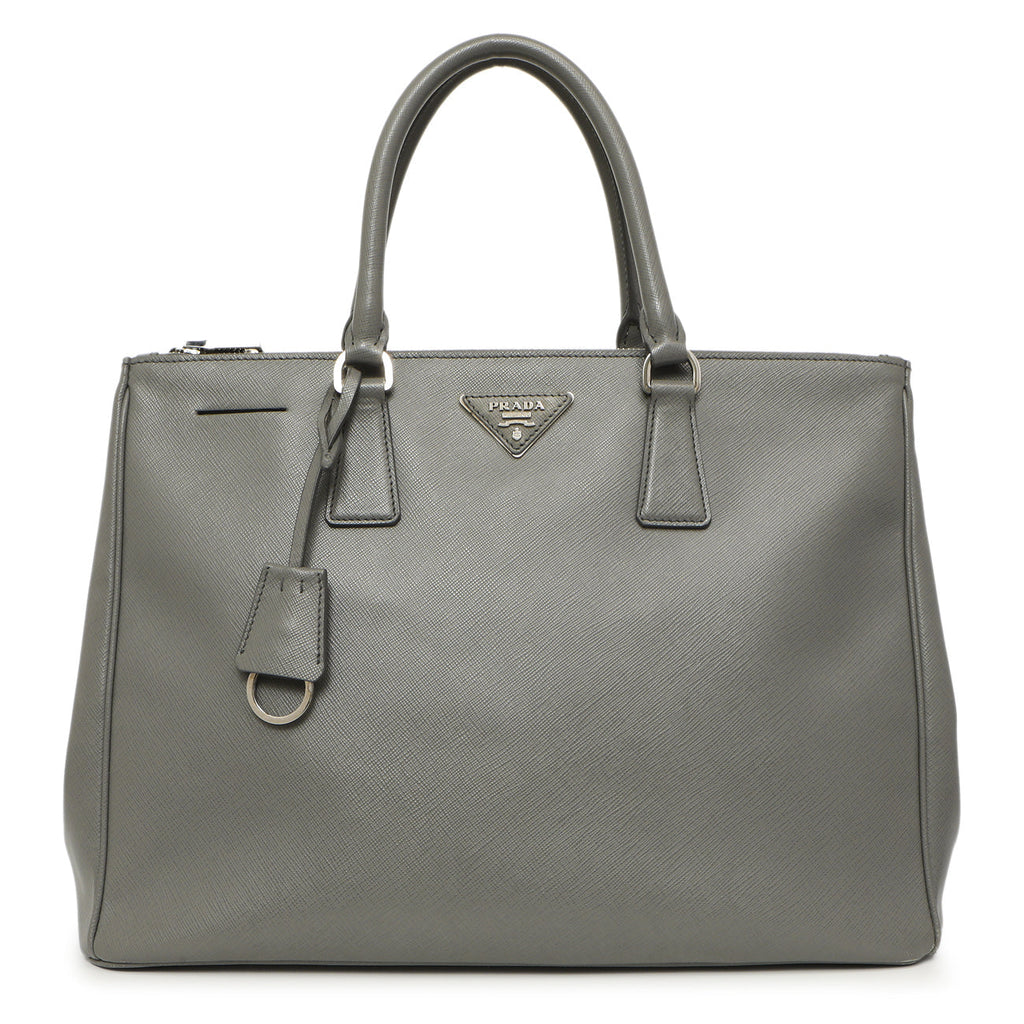 Prada Grey Saffiano Large Galleria Double Zip Tote