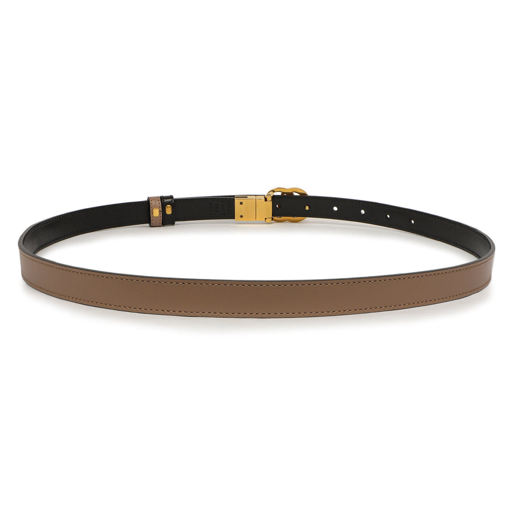 Gucci Porcelain Rose/Black Calfskin Double G Reversible 20mm Belt