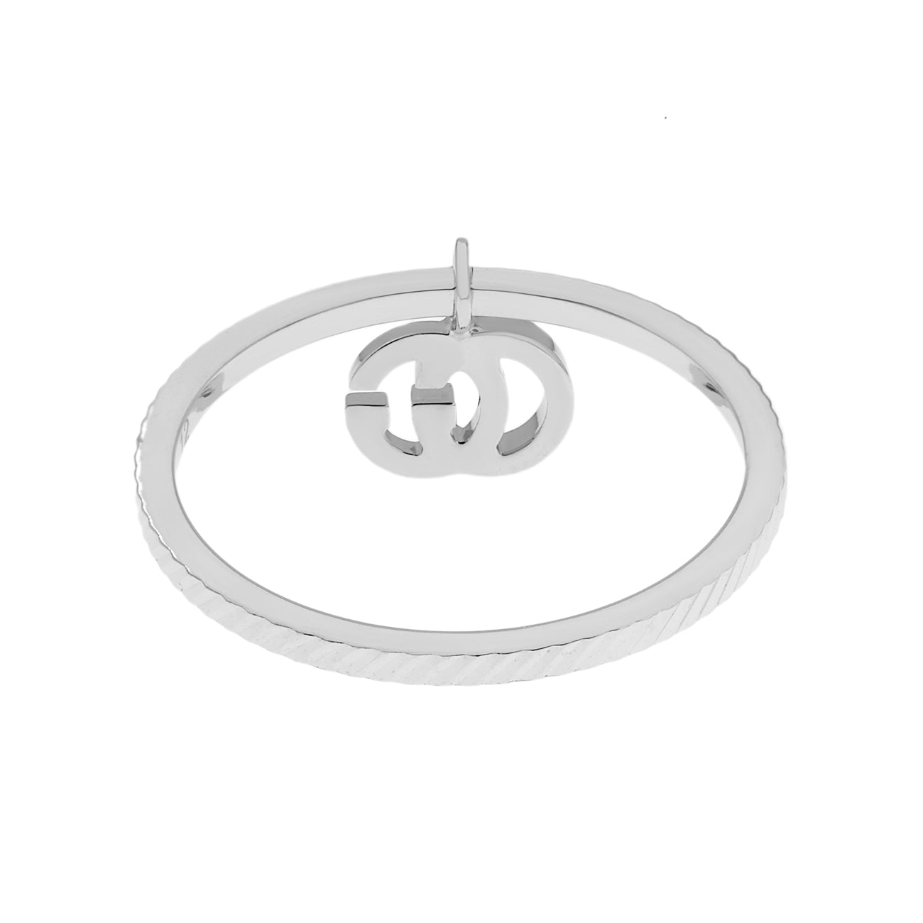 Gucci 18K White Gold GG Running Charm Ring