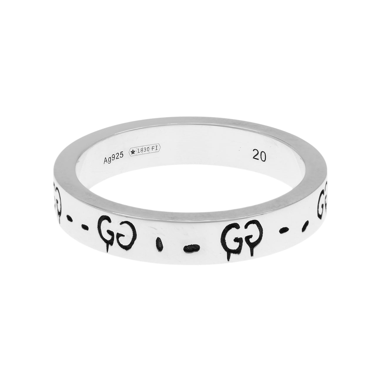 Gucci Sterling Silver GucciGhost Hamlet Skull Band Ring