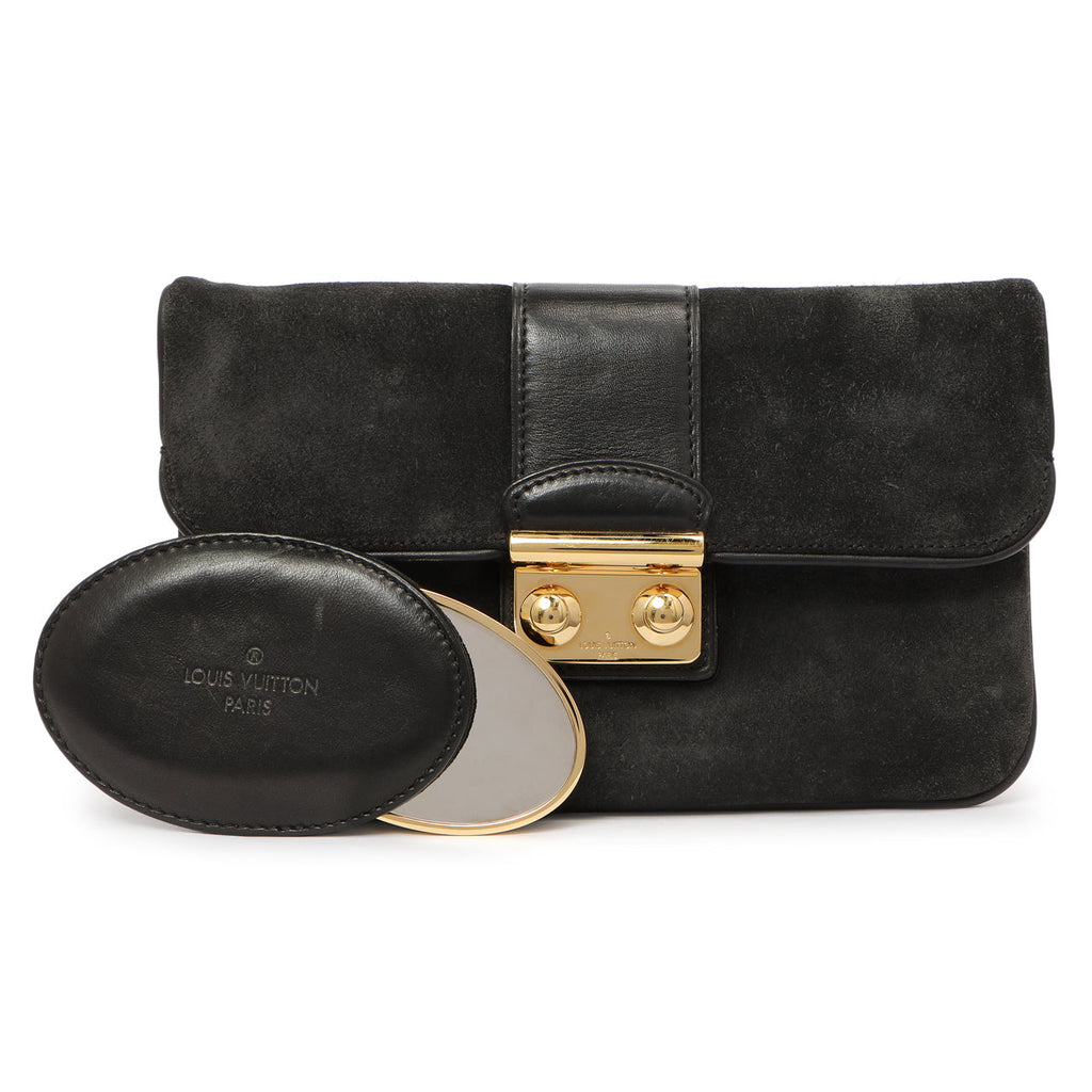 Louis Vuitton Black Suede Sofia Coppola Slim Clutch