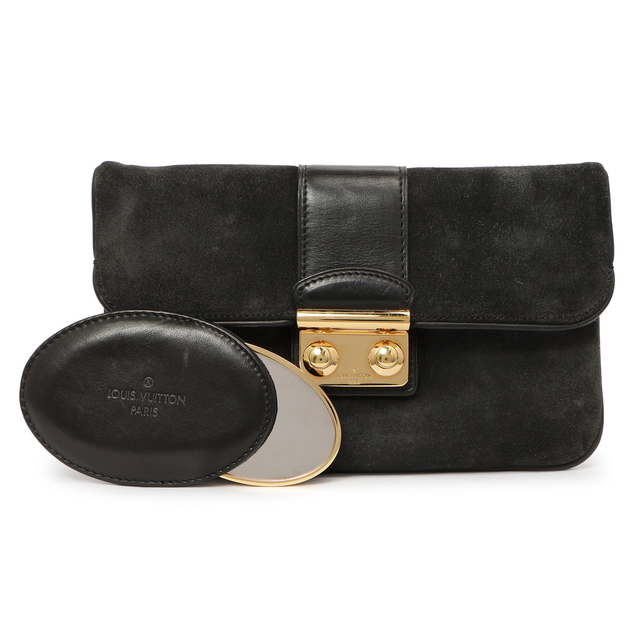 Louis Vuitton Black Suede Sofia Coppola Slim Clutch