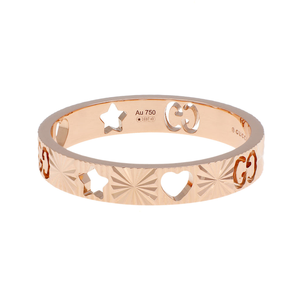 Gucci 18K Rose Gold Icon Heart Band Ring