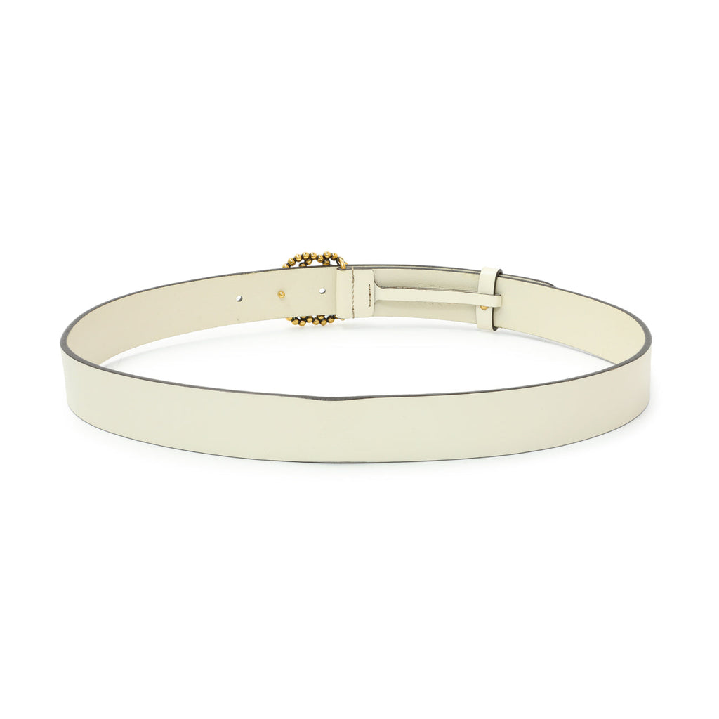 Gucci White Calfskin Studded Interlocking G 30mm Belt