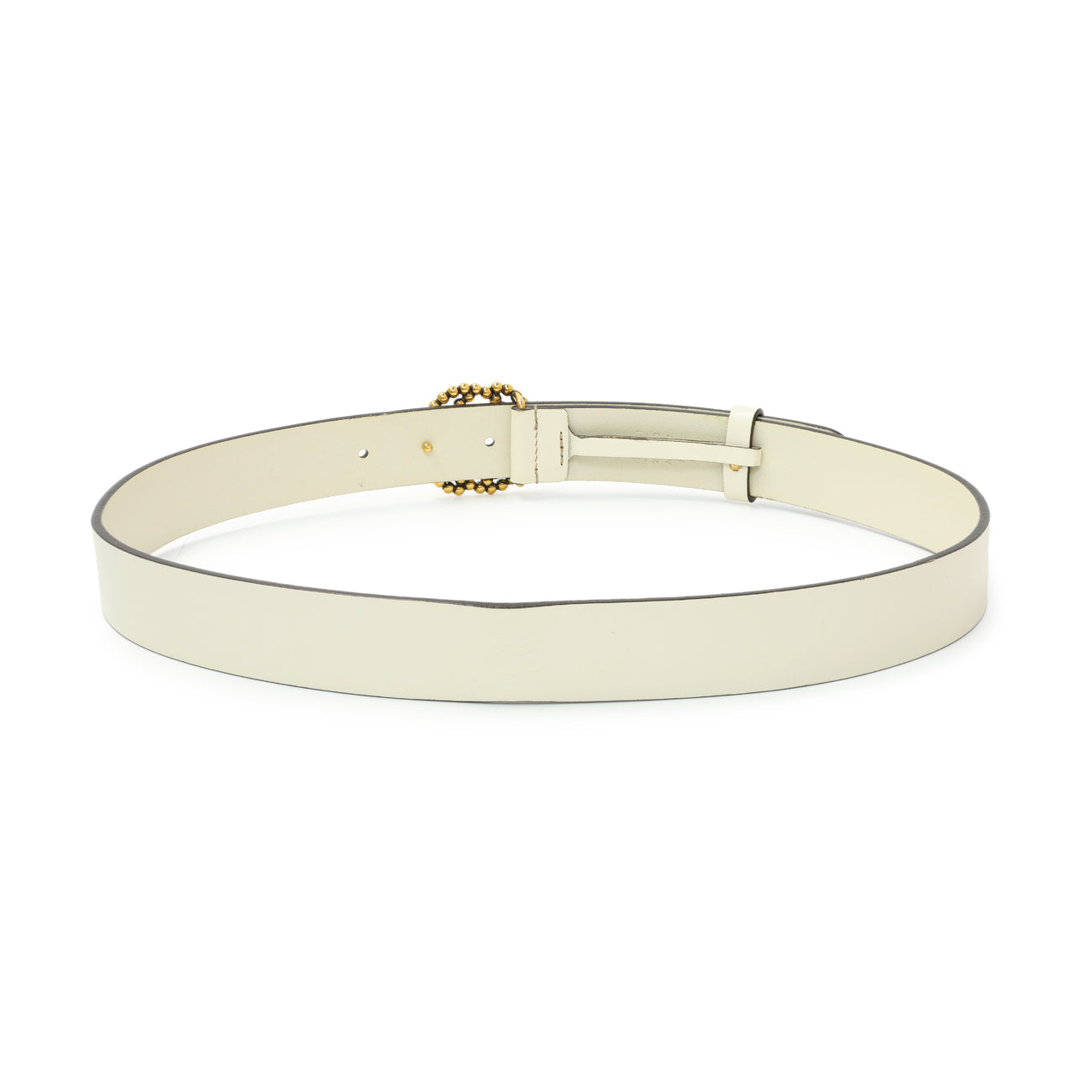 Gucci White Calfskin Studded Interlocking G 30mm Belt