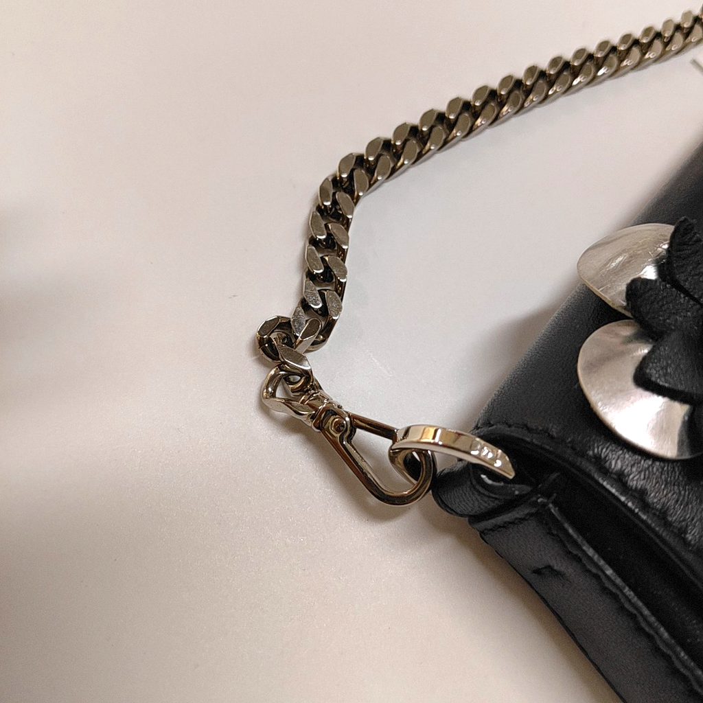 Fendi Baguette Micro Black Leather Crystal Flower Clutch