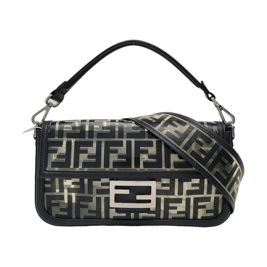 Fendi Baguette Medium Transparent PVC Black Zucca Crossbody Bag