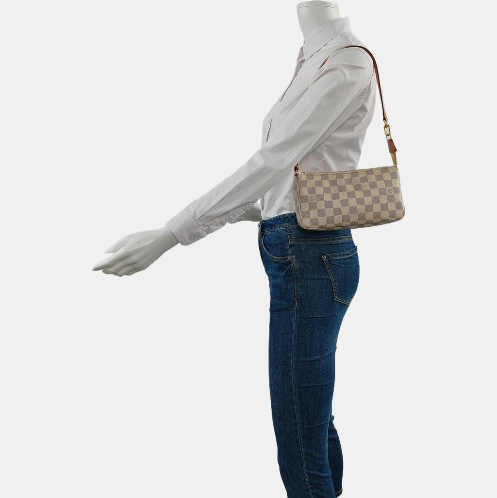 Louis Vuitton Pochette Accessoire White Damier Ebene Monogram