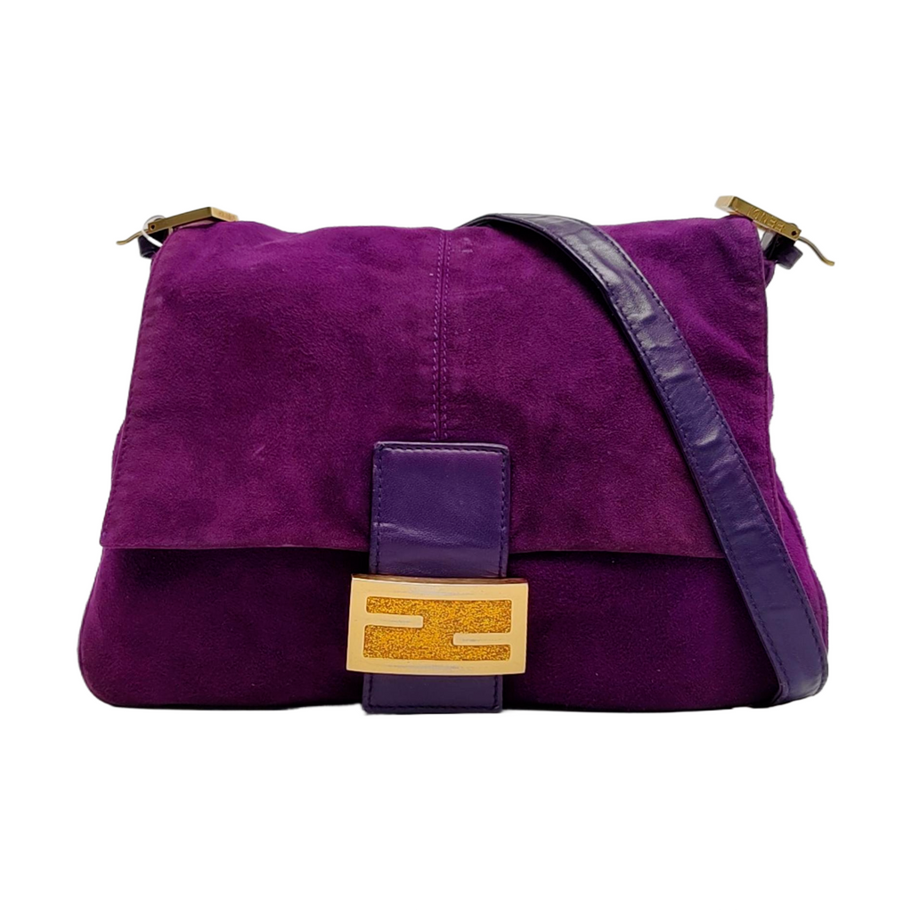 Fendi Mamma Baguette Purple Suede Leather