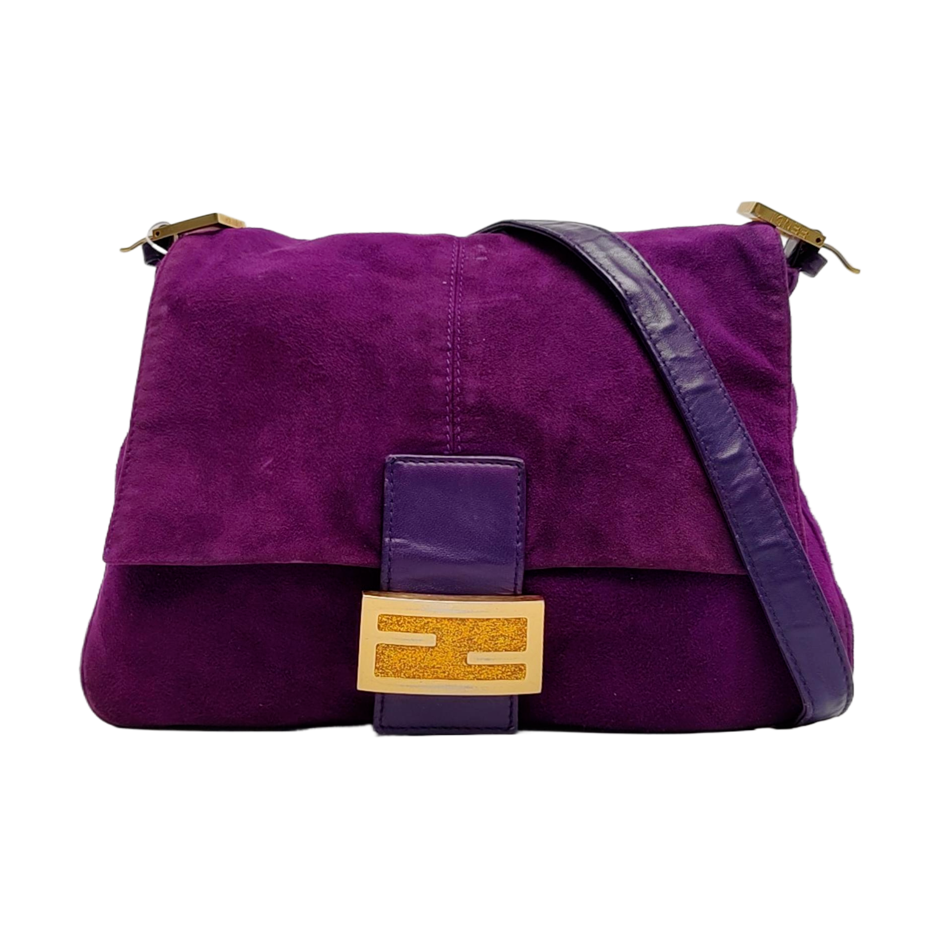 Fendi Mamma Baguette Purple Suede Leather
