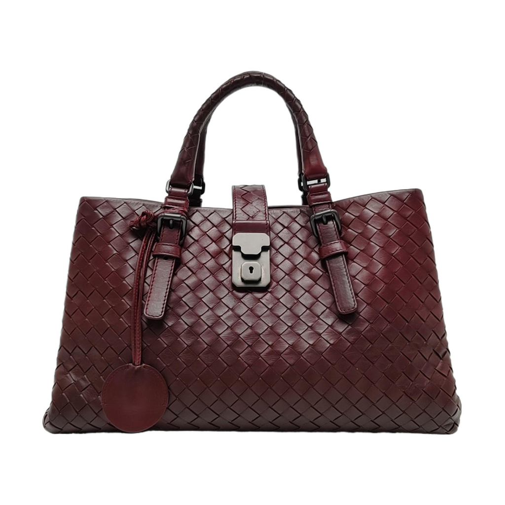 Bottega Veneta Roma Handbag Bag Intrecciato Nappa Leather Burgundy Medium 30cm
