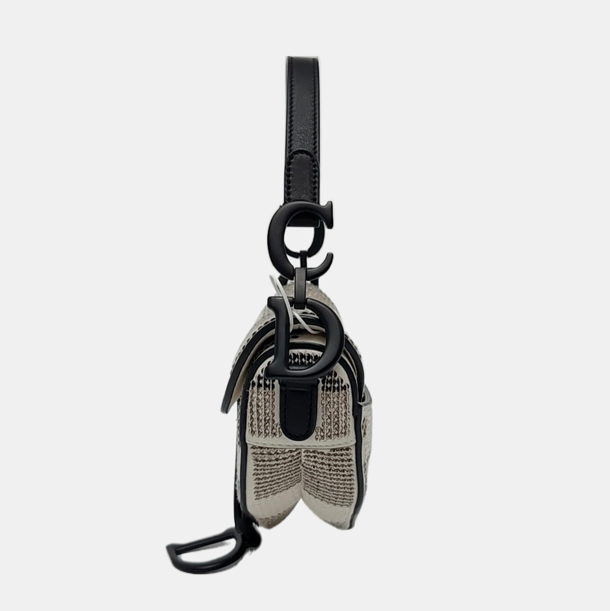 Dior Saddle Mini Black and White checkered Pattern Sequins