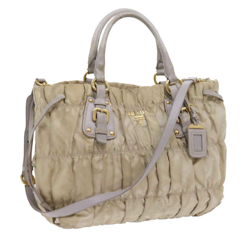 PRADA Hand Bag Nylon 2way Beige ac2285