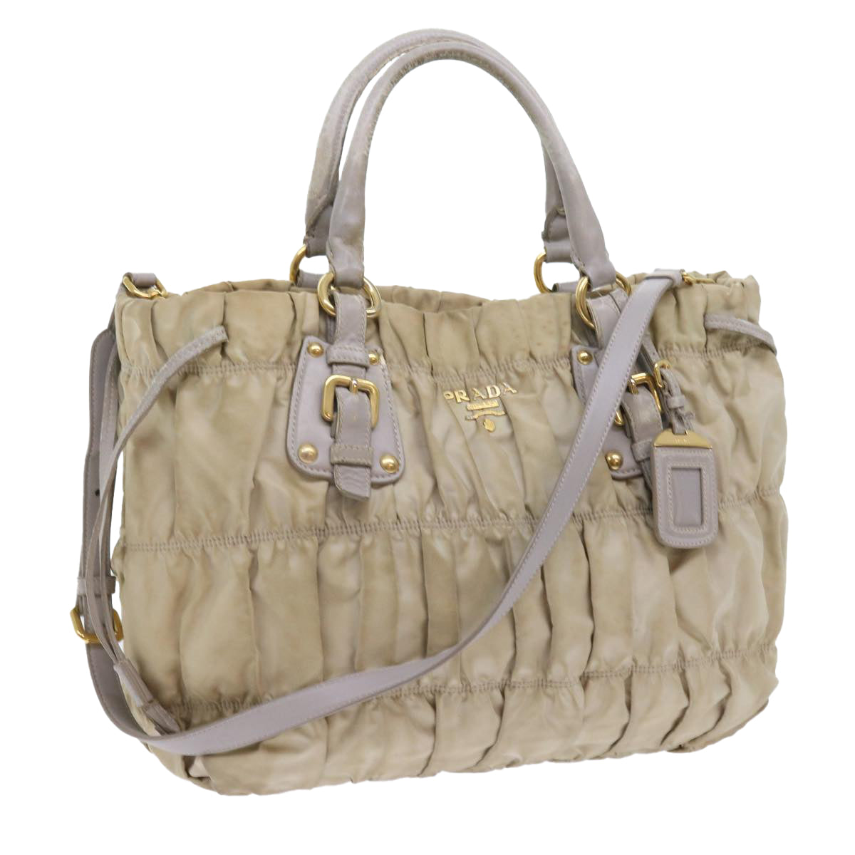 PRADA Hand Bag Nylon 2way Beige ac2285