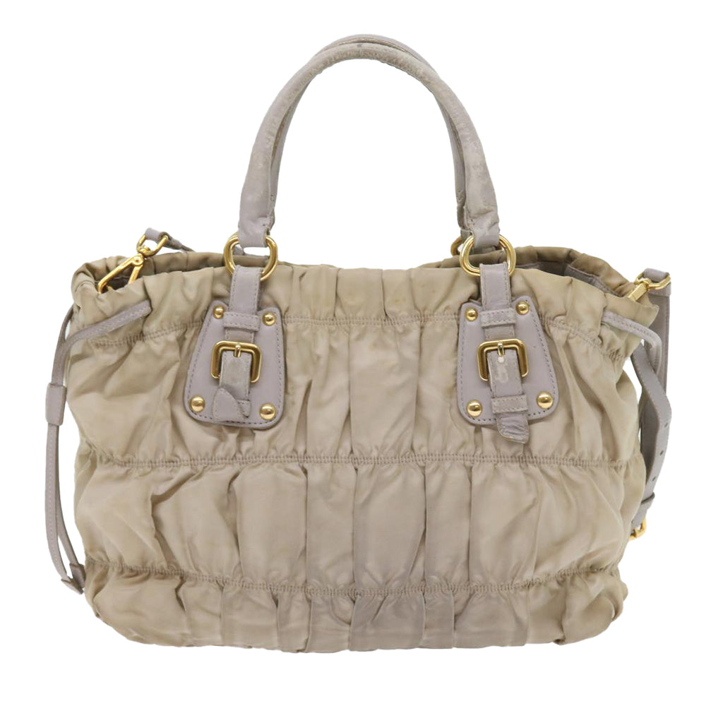 PRADA Hand Bag Nylon 2way Beige ac2285