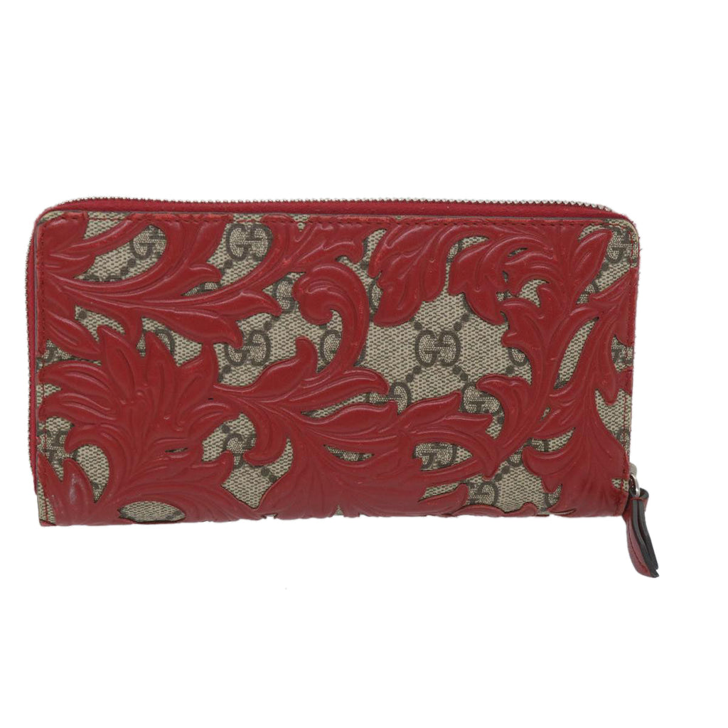 GUCCI GG Supreme Long Wallet PVC Leather Beige Red 410102 ac2308