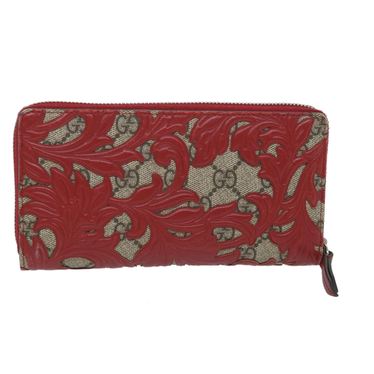 GUCCI GG Supreme Long Wallet PVC Leather Beige Red 410102 ac2308