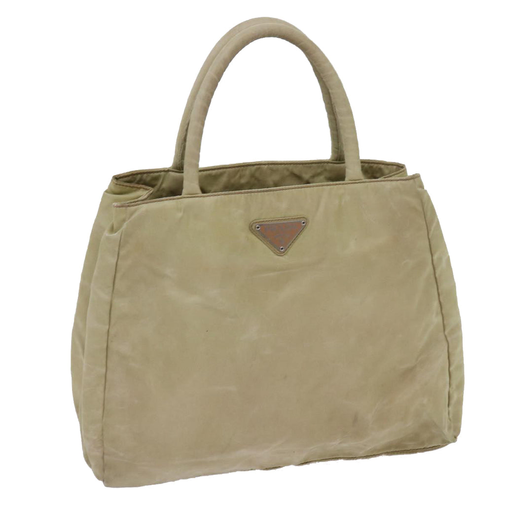 PRADA Hand Bag Nylon Beige ac2748